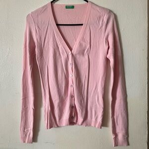United Colors Of Benetton Light Pink V-Neck Button Cardigan